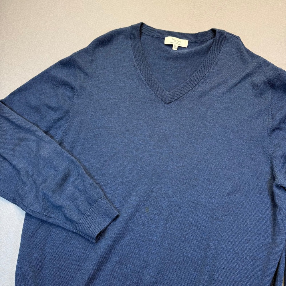Turnbury Mens Blue 100%‎ Extra Fine Merino Wool V-Neck Sweater Size 2XT Tall